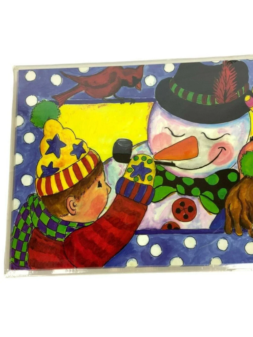 Laminated Paper Placemats Set Of 4 Snowman Child Art Mainstreet Collection